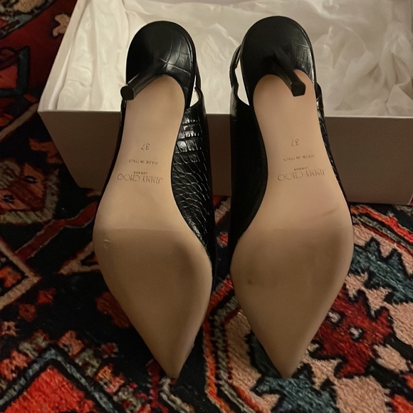 LNWB Navy Croc Embossed Leather Jimmy Choo Slingback Heels - Picture 6 of 7